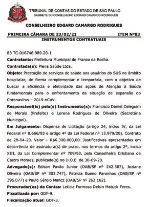 Em Franco da Rocha, por exemplo, a contratação emergencial de leitos junto a um hospital particular da cidade, já conta com apontamentos de irregularidades pelo Tribunal de Contas.