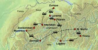 Bernina Express / Suíça As montanhas Suíças de Trem 1 Dia Zurique Chegada em Zurique. Um dos nossos motoristas estará esperando para levá-lo ao hotel e entregar os vouchers para a viagem.