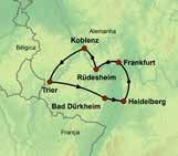 No caminho para Rüdesheim, poderá ver as videiras crescendo nas encostas do rio Reno. Visite o museu do vinho, onde poderá saborear o vinho regional (opcional).