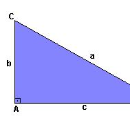 Hipotenusa:, m( ) = a. Catetos:, m( ) = b., m( ) = c. Ângulos:, e.