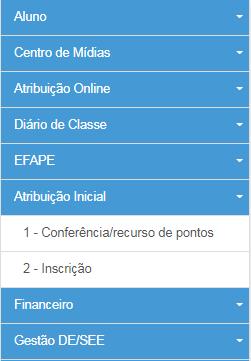 Inscrição 2022 Categoria O e Candidatos à Contratação 9 Serão disponibilizados dois menus: Conferência/recurso de pontos: Realizar a conferência e se