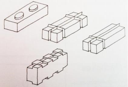 Estes blocos permitem que o processo construtivo das alvenarias seja em junta seca, ou seja, pode dispensar a utilização da argamassa, pois possuem no seu formato inicial encaixes