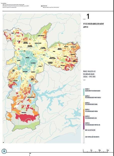 182 Mapa 6 IPVS da cidade de São Paulo Fonte: Fundação Seade (2010); SMADS, Atlas Socioassistencial de São Paulo (2015). O mapa da vulnerabilidade social em São Paulo revela que 14,3% (511.