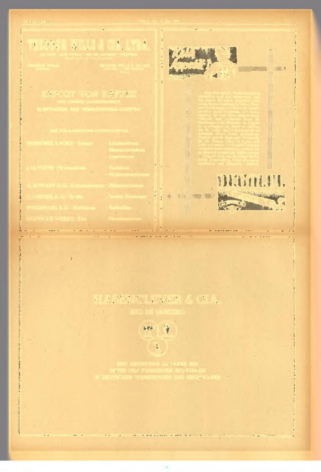 Deutscber ig«n Freitag, den 2. ai 1941 23 THEODOR WILLE & C. ITDA. SANTOS - SÃO PAULO - RIO DE JANEIRO - VICTORIA (SEIT 18 4 5 IN BRASILIEN) THEODOR WILLE HABURG THEODOR WILLE & CO. INC.