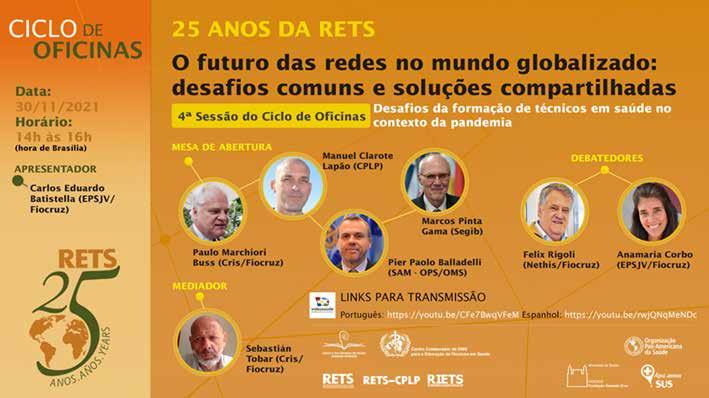 OFICINA 4 - O FUTURO DAS REDES NO MUNDO GLOBALIZADO: DESAFIOS COMUNS E SOLUÇÕES COMPARTILHADAS 30 de novembro de 2021 Vídeos do evento: Português Espanhol ABERTURA: CARLOS BATISTELLA - Brasil