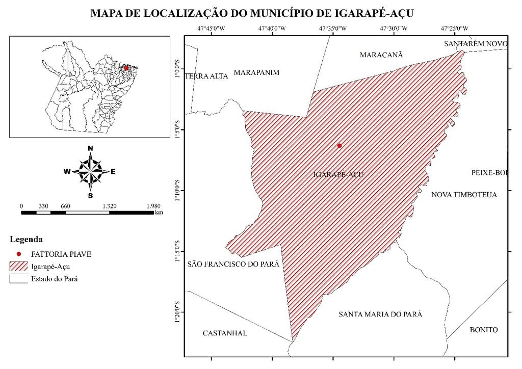 Figura 4. Mapa de localização geográfica do município de Igarapé-Açu, Pará. Fonte: Acervo de pesquisa (2021)
