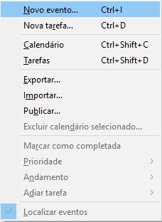 MENU EVENTOS E TAREFAS O ThunderBird, além de mensagens de email, também gerencia eventos e tarefas, assim como os nossos smartphones.