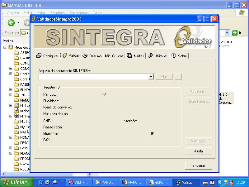 Se, durante a importação, ocorrer erro, acessar o validador SINTEGRA que poderá ser instalado a partir da página www.sefaz.pi.gov.br. Figura 24