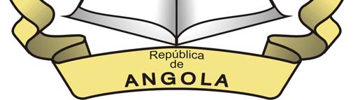 Na parte inferior do emblema está colocada uma faixa dourada com a inscrição República de ANGOLA.