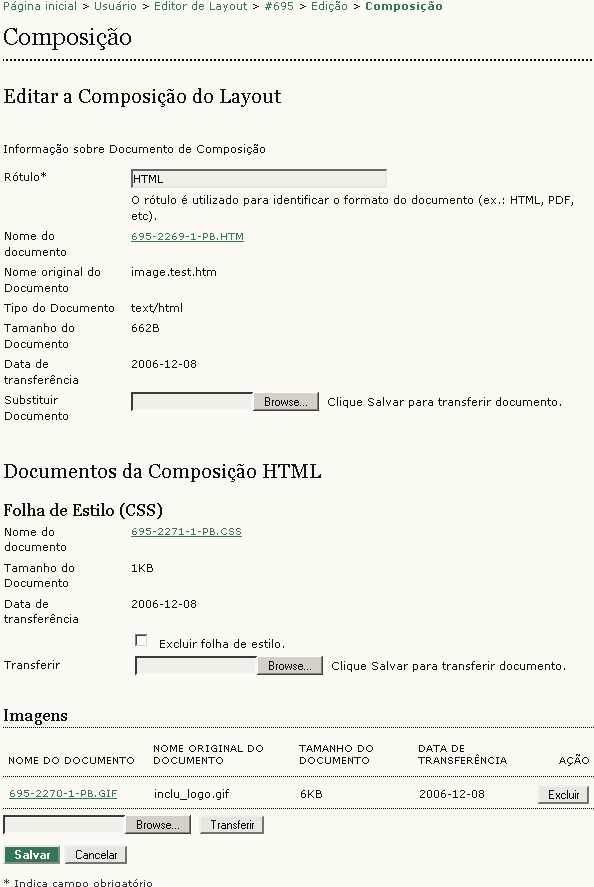 Para documentos HTML, adicione o rótulo (ex.