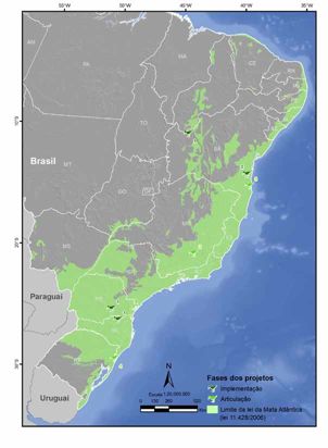 Iniciativas de PSA de Proteção da Biodiversidade na Mata Atlântica 201 Figura 1: Projetos de PSA-Biodiversidade na Mata Atlântica Projetos: 1)