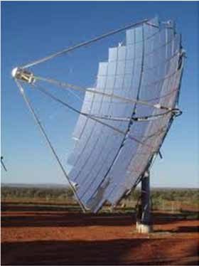 Fig. 7.6 Sistema concentrado fotovoltaico (CPV) utilizando espelhos parabólicos. Fig. 7.7 Sistema concentrado fotovoltaico (CPV) com emprego de lentes de Fresnel.