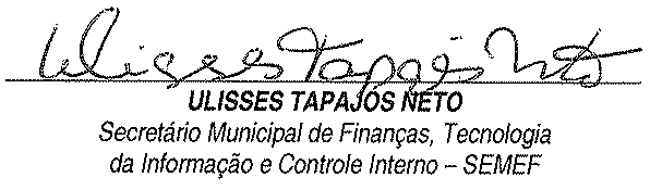 SECRETARIA MUNICIPAL DE FINANÇAS, TECNOLOGIA DA INFORMAÇÃO E CONTROLE INTERNO PORTARIA Nº 063.