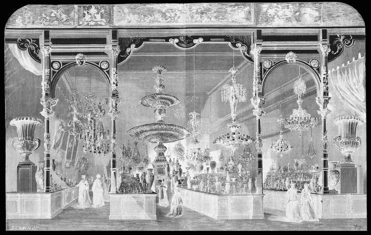 Estande dos cristais Baccarat na Exposição Universal de Paris de 1867. FONTE: DUCING, F. (ED.): L`EXPOSITION UNIVERSELLE DE 1867. E como isso aconteceu?