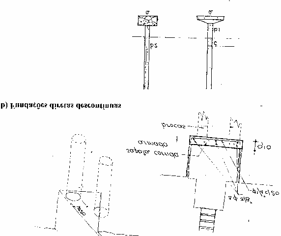 um trado de 20 cm de diâmetro. As brocas são feitas a cada 0,50 m aprofundando até o solo resistente. Finalmente enche-se os furos de concreto.
