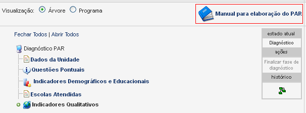 Figura 1 Tela principal do PAR no SIMEC Link de acesso aos instrumentos de orientação para elaboração do PAR O link acima dá acesso à página do PAR no portal do