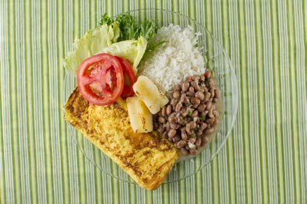 Mulher, 50 anos, região Sul Homem, 45 anos, região Sul Arroz, feijão, carne moída com legumes Alface e tomate,