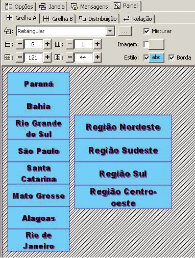 Dentro de cada quadro, escreva o nome das regiões: Nordeste, Sudeste, Sul e Centro-Oeste.