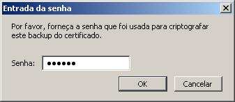 Figura 22 Figura 22 Digite a senha que foi criada no momento a geração do arquivo de backup (arquivo.