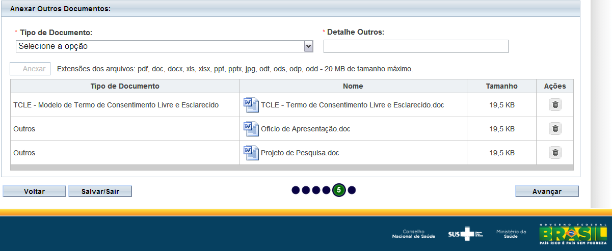 Após o cumprimento de todas as etapas para anexar o Projeto de Pesquisa o