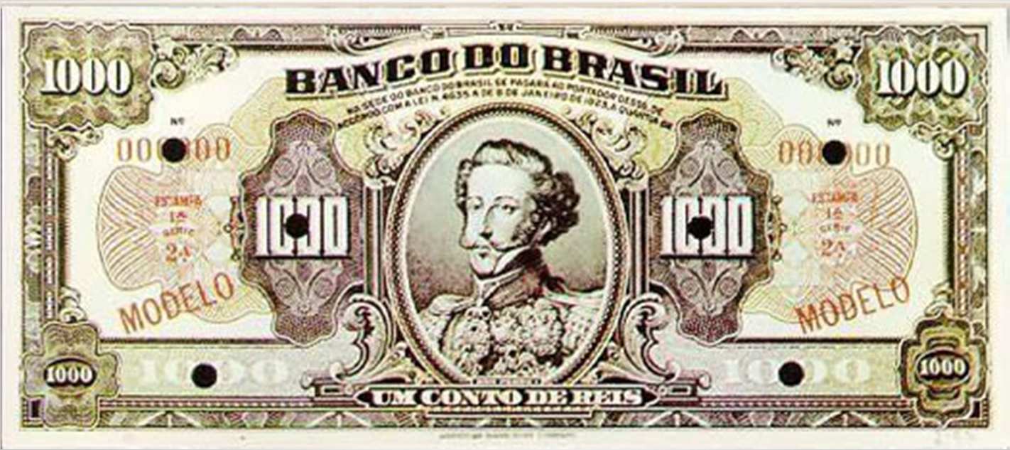 Nota do Banco do Brasil, que foi autorizado a emitir moeda de papel entre