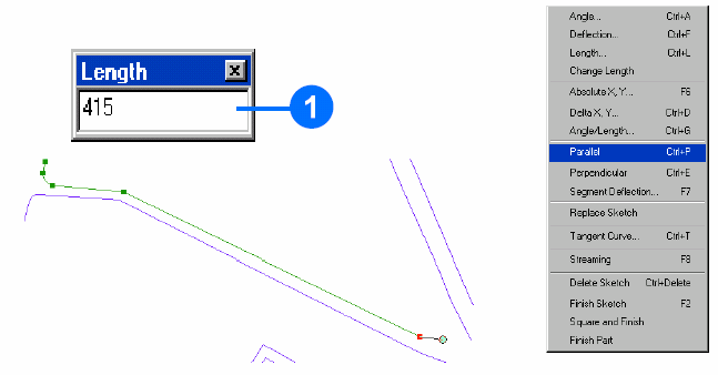 Criando um vértice Paralelo à uma linha existente Você pode definir a medida de ângulo para pontos acrescentados ao esboço de vários modos.