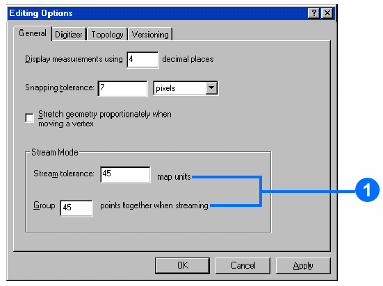 Digitalizando em modo de fluxo (contínuo) Você pode digitalizar uma característica de linha ou polígono arrastando a mira sobre uma característica ao invés de digitalizar pontos.