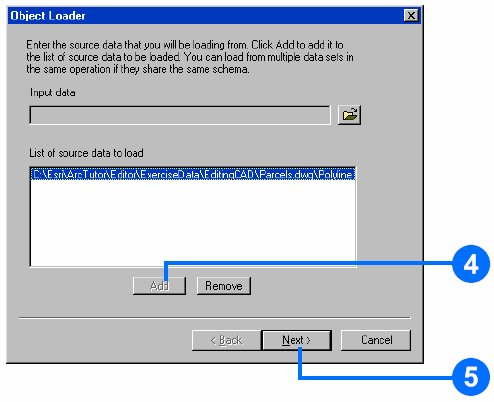 característica de polyline) em sua geodatabase de linha de lote vazio (LotLines). 1. Clique no botão Editor e, posteriormente, clique sobre a opção Load Objects Wizard. 2.