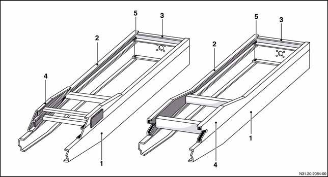 Tipos de carroçarias Guindastes articulados L!i O capítulo Material do quadro auxiliar > página 143 contêm indicações sobre o material do quadro auxiliar.