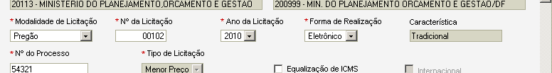 Após consultar e selecionar a Licitação que deseja excluir, o usuário deverá clicar