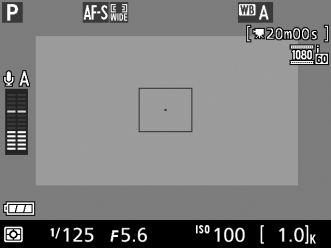 que mostra a área gravada é exibido durante a gravação do vídeo quando os tamanhos dos quadros diferentes de 640 424 são selecionados para Configurações de vídeo > Tam. qd./veloc. grav. qds.
