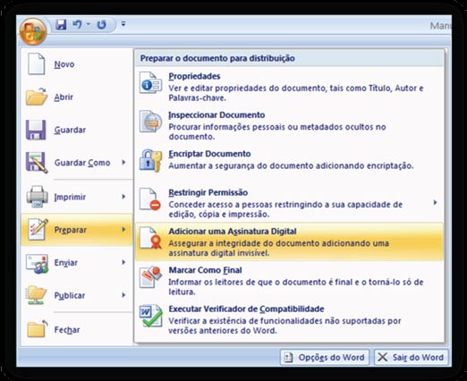 O CARTÃO DE CIDADÃO COM OUTRAS APLICAÇÕES 6.2. Microsoft Word 2007 1.