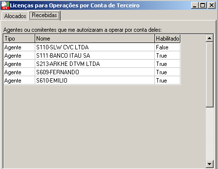 Essa opção também é utilizada pelo terceiro para atribuir licenças a outros