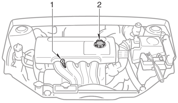 Seção 7 MANUTENÇÕES QUE VOCÊ MESMO PODE FAZER Verificando o nível do óleo Vareta de nível de óleo Nível mínimo Nível máximo Motores 3ZZ-FE e 1ZZ-FE Capítulo 7-2 Motor e Chassi Adicione óleo Correto