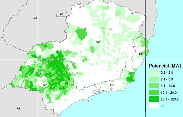 15.7 Potenciais de recursos para GD em Minas Gerais Minas Gerais apresenta boas perspectivas para uso de tecnologias de geração descentralizada.