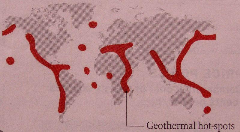 Figura 6.3: Regiões potenciais para aproveitamento geotérmico. 4 A forma mais antiga de utilização da energia geotérmica é o uso para aquecimento.