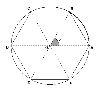 Exercício: 1. Determine a amplitude do ângulo x e do seu arco correspondente.