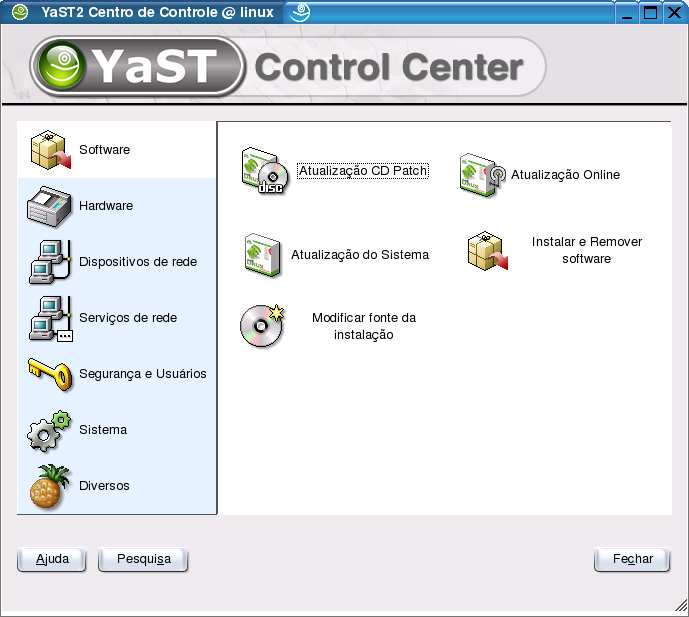 O YaST Introdução ao Linux Augusto C.
