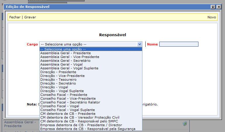 3 2 Para inserir outros responsáveis deve premir Novo, no canto superior direito, e efetuar todos os passos antecedentes.