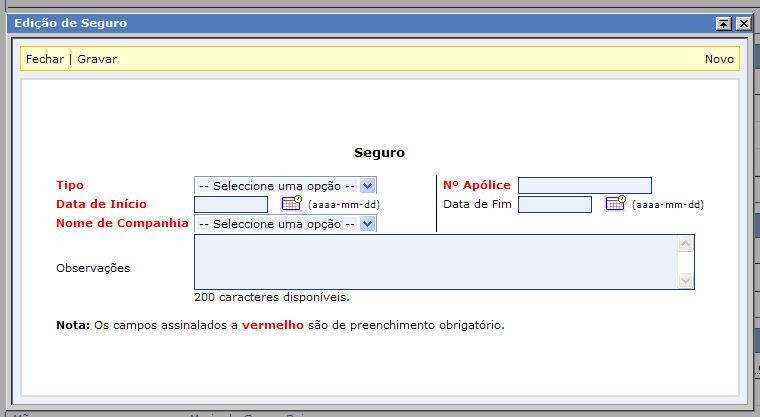 6 2 3 5 4 Para inserir outros seguros deve premir Novo no canto superior direito, e efetuar todos os passos antecedentes.