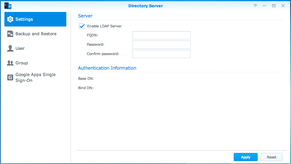 Alojar o Serviço LDAP no Directory Server O Directory Server é um pacote adicional com base na versão LDAP 3 (RFC2251) que permite ao seu Synology NAS transformar-se num centro de administração de