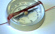 Um fio rectilíneo (no qual não havia corrente eléctrica) foi colocado próximo a uma agulha magnética, orientada livremente na