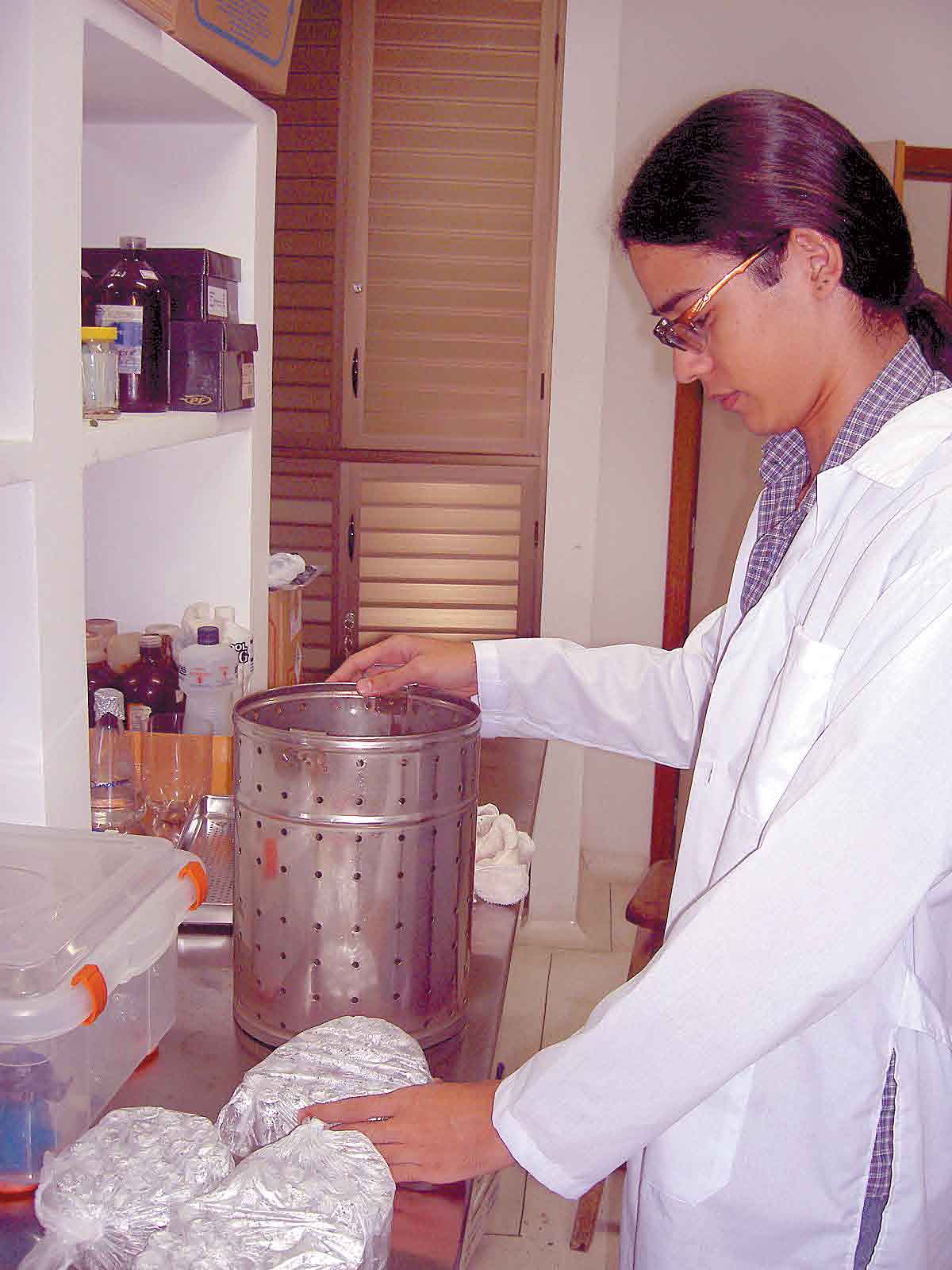 No laboratório exames diretos e técnica de cultivo em meio