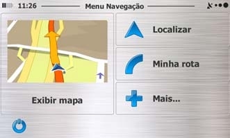 2.3 Tela do Mapa 2.3.1 Navegando no mapa A tela do Mapa é a tela mais frequentemente usada do Aquarius 3D Map. Um pequeno mapa é exibido no menu de Navegação, como parte do botão.
