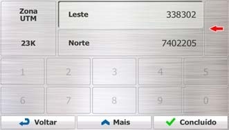 7 Inserindo a coordenada do destino Você também pode selecionar um destino inserindo sua coordenada. Faça o seguinte: 1.