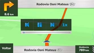 3.9 Assistindo à simulação da rota É possível executar uma navegação simulada que demonstre a rota ativa. Proceda da seguinte forma: 1.