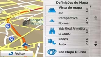 5.3.4 Configurações do mapa Você pode ajustar com precisão o aspeto da tela do Mapa.