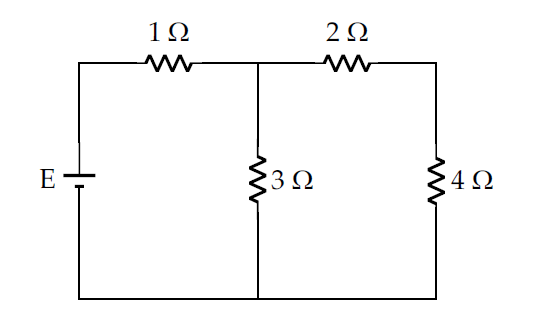 25-No circuito a seguir temos um gerador de força eletromotriz ε = 48 V e resistência interna r = 3 Ω ligado a uma associação de resistores.