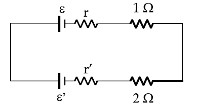 50-O circuito da figura mostra um gerador de fem e = 12 V, com resistência interna r = 1 W e um receptor de fcem de 6 V com resistência interna r = 2 W.