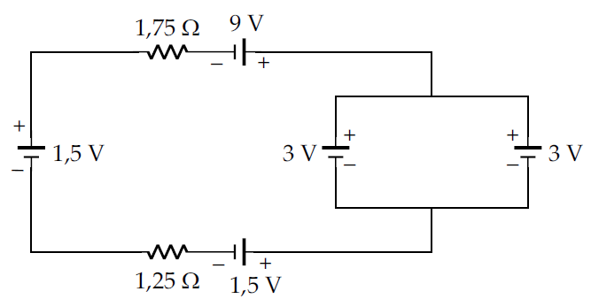 a) 4,75 W b) 274 W c) 1,883 W d) 0,8 W 56-Pelo circuito elétrico esquematizado flui uma corrente elétrica.
